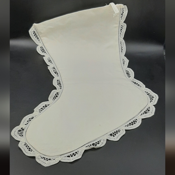 Vintage Battenburg Lace Victorian Christmas Hanging Stocking White - Picture 5 of 5